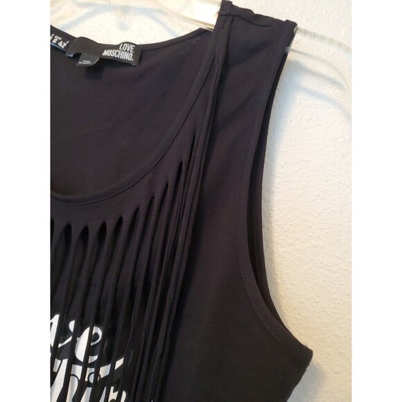Love Moschino Black Fringe Cut Tank Top 90's Size 6 US NWT $170 - Picture 7 of 16